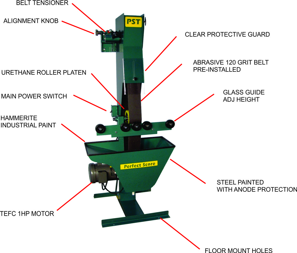 Sanding glass with belt shop sander